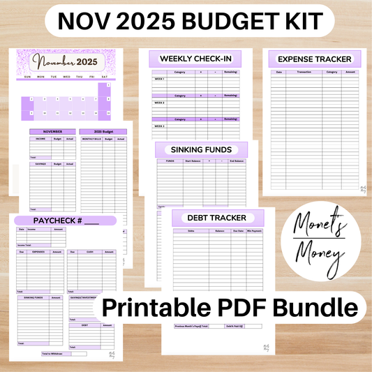 2025 November Budget Planner Kit | Budget Planner Printable