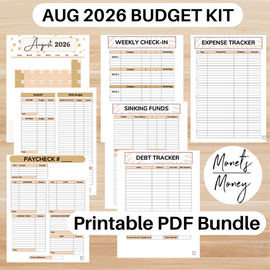 2026 August Budget Planner Kit | Budget Planner Printable