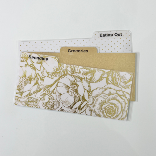 Laminated Cash Divider | Set of 3 | White & Gold