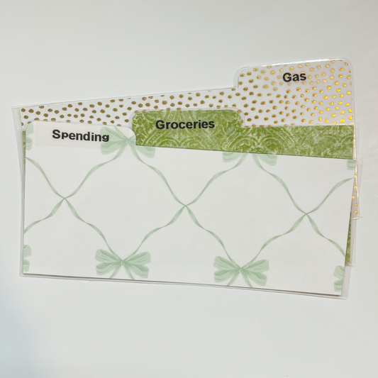 Laminated Cash Divider | Set of 3 | Green Ribbon