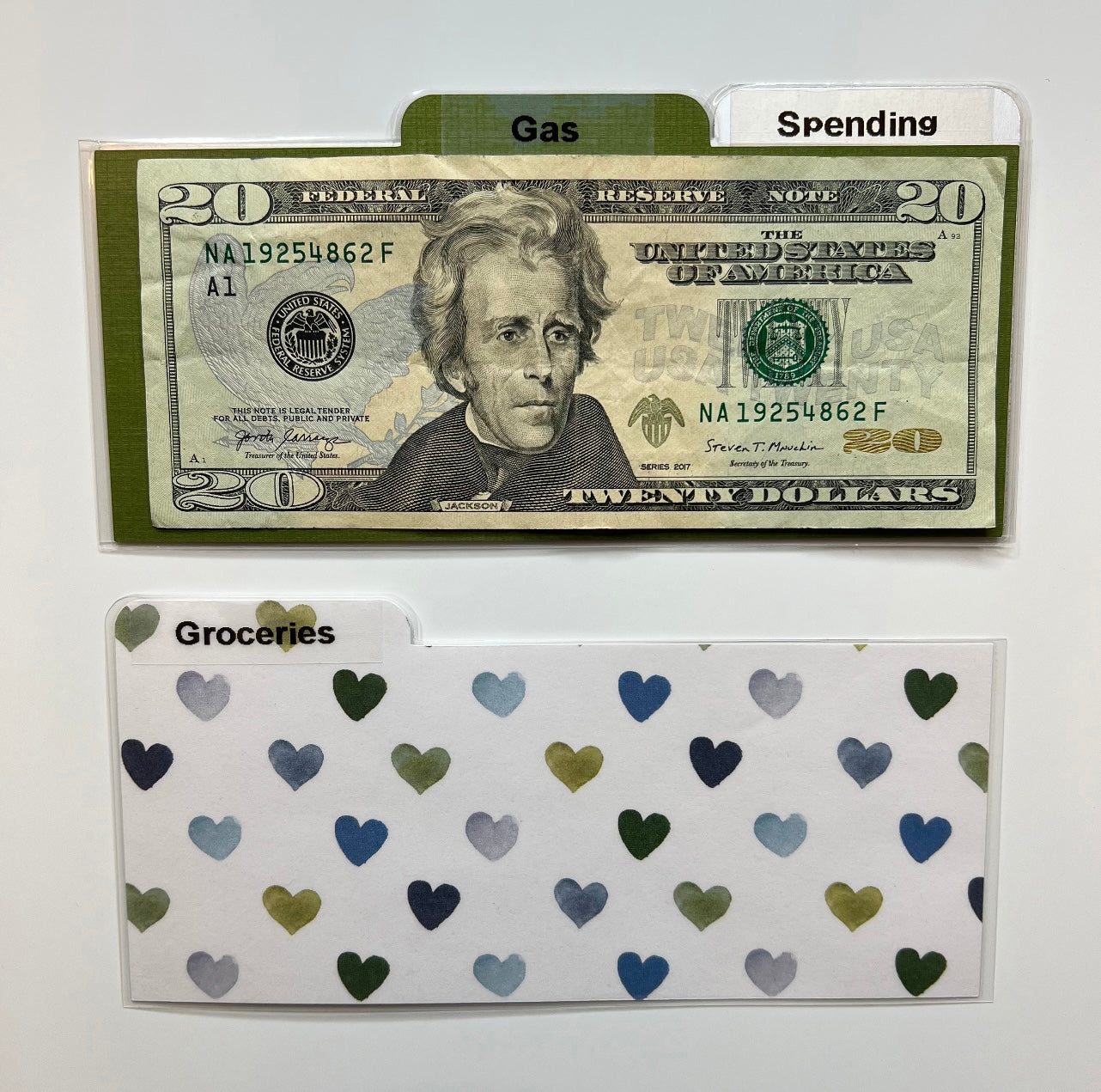 Laminated Cash Divider | Set of 3 | Green & Silver