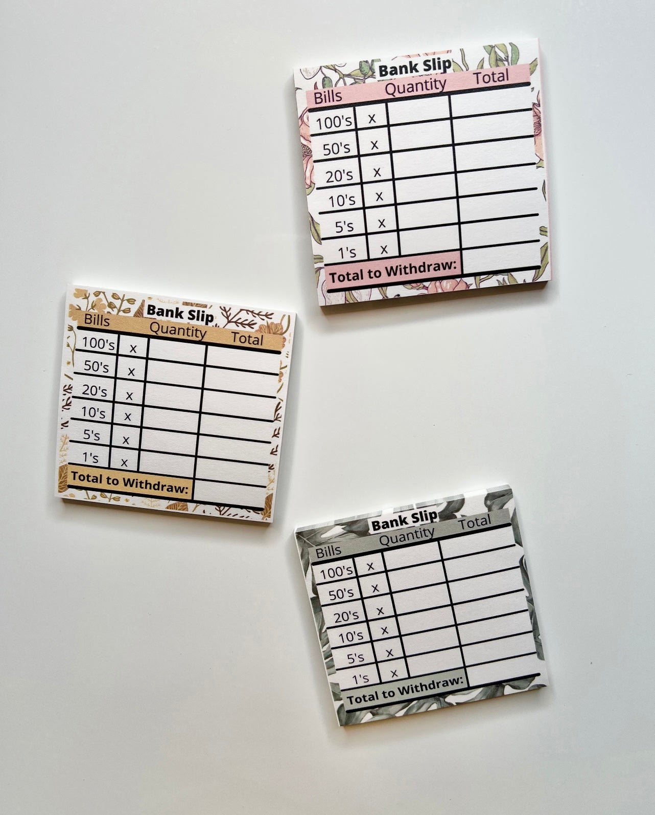 POST-IT Notes Bank Slip | Cash Breakdown Teller | Sticky Notes
