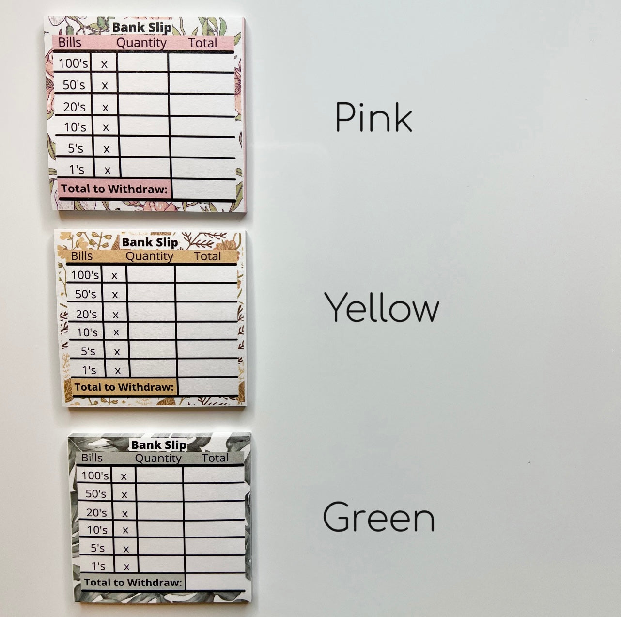 POST-IT Notes Bank Slip | Cash Breakdown Teller | Sticky Notes
