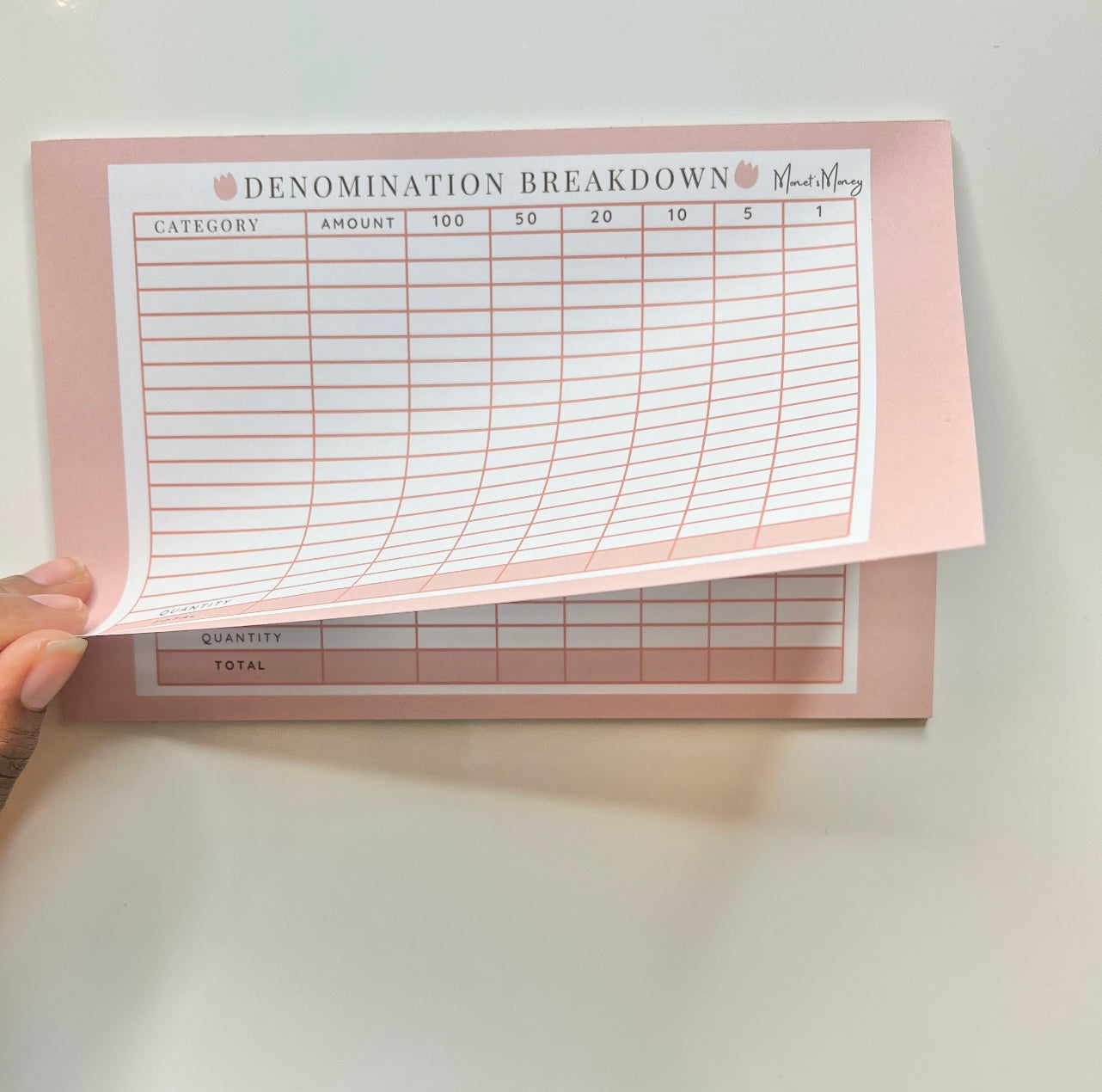 Denomination Breakdown Notepad | Cash Breakdown | Cash Withdraw