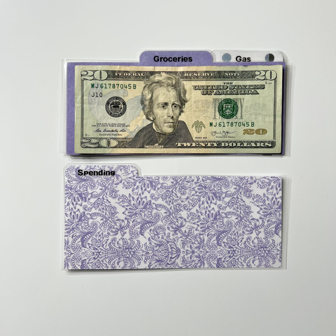 Laminated Cash Divider | Set of 3 | Purple & Silver