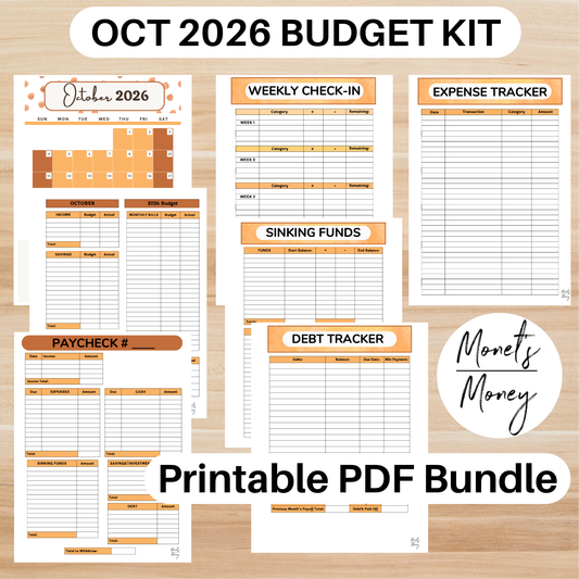 2026 October Budget Planner Kit | Budget Planner Printable