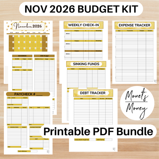 2026 November Budget Planner Kit | Budget Planner Printable