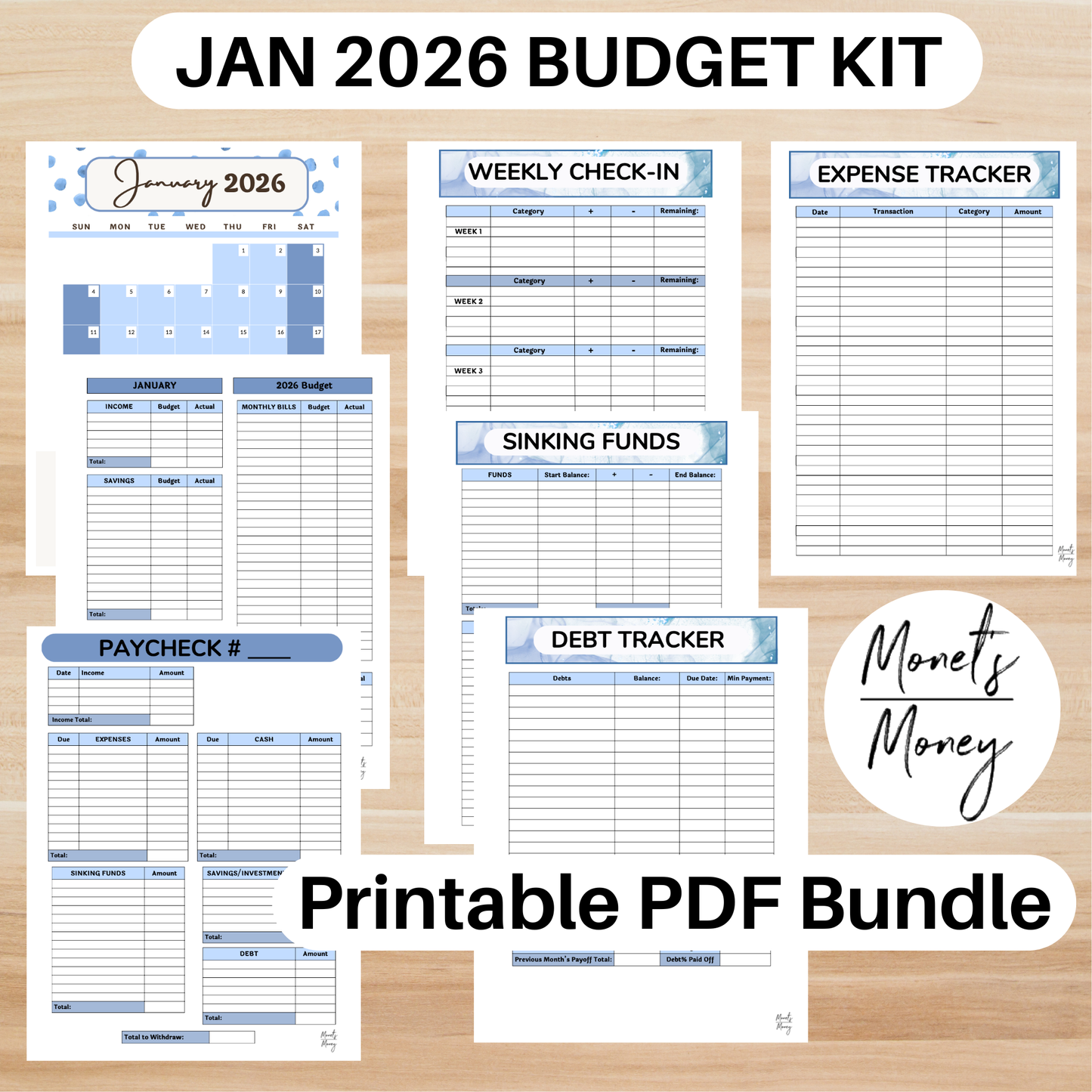 12 Month 2026 January-December Budget Planner Kit | Budget Planner Printable