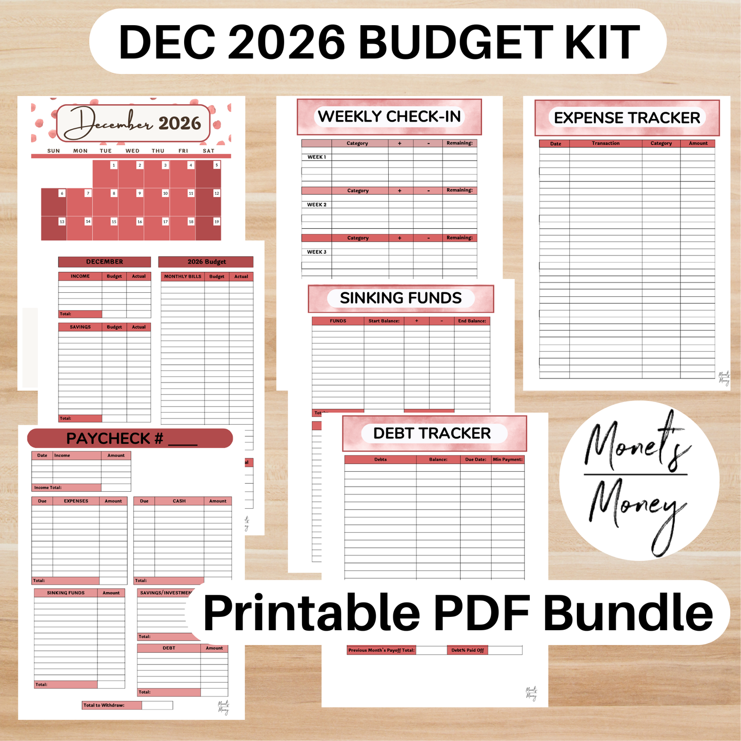 12 Month 2026 January-December Budget Planner Kit | Budget Planner Printable