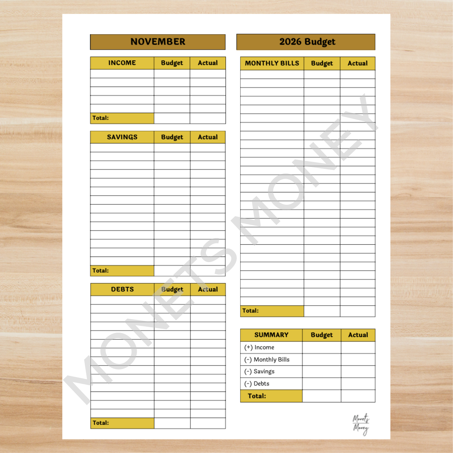 2026 November Budget Planner Kit | Budget Planner Printable