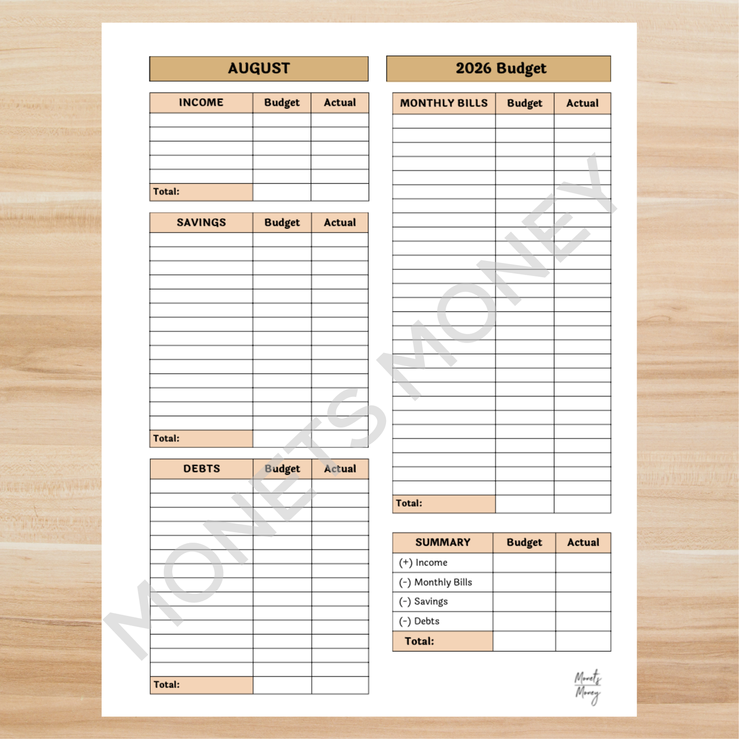 2026 August Budget Planner Kit | Budget Planner Printable