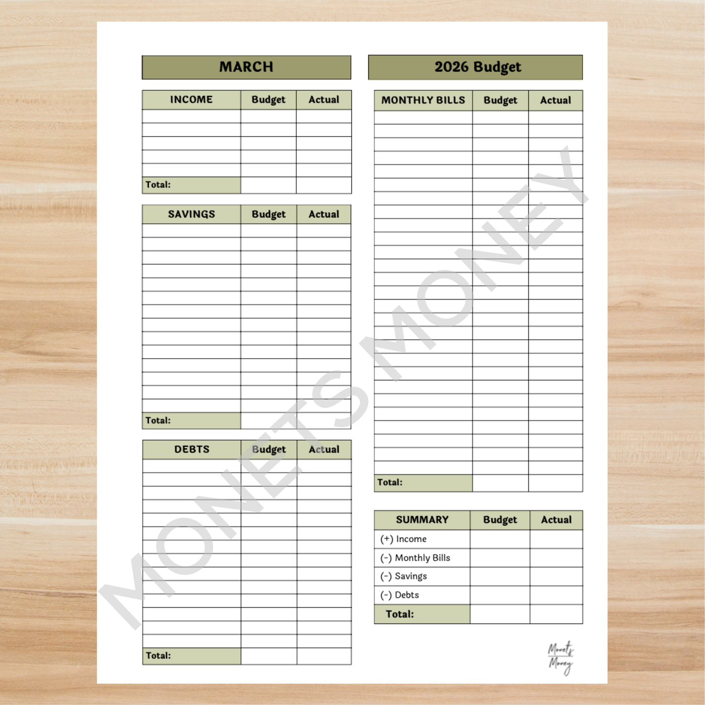 2026 March Budget Planner Kit | Budget Planner Printable