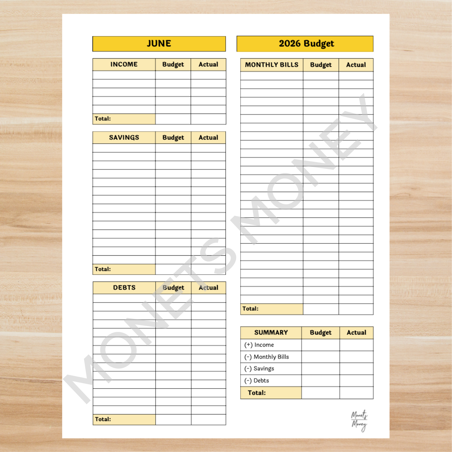 2026 June Budget Planner Kit | Budget Planner Printable