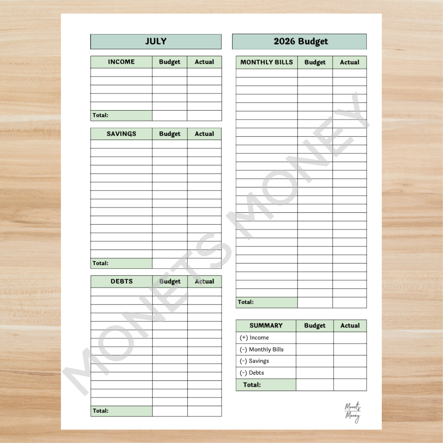 2026 July Budget Planner Kit | Budget Planner Printable