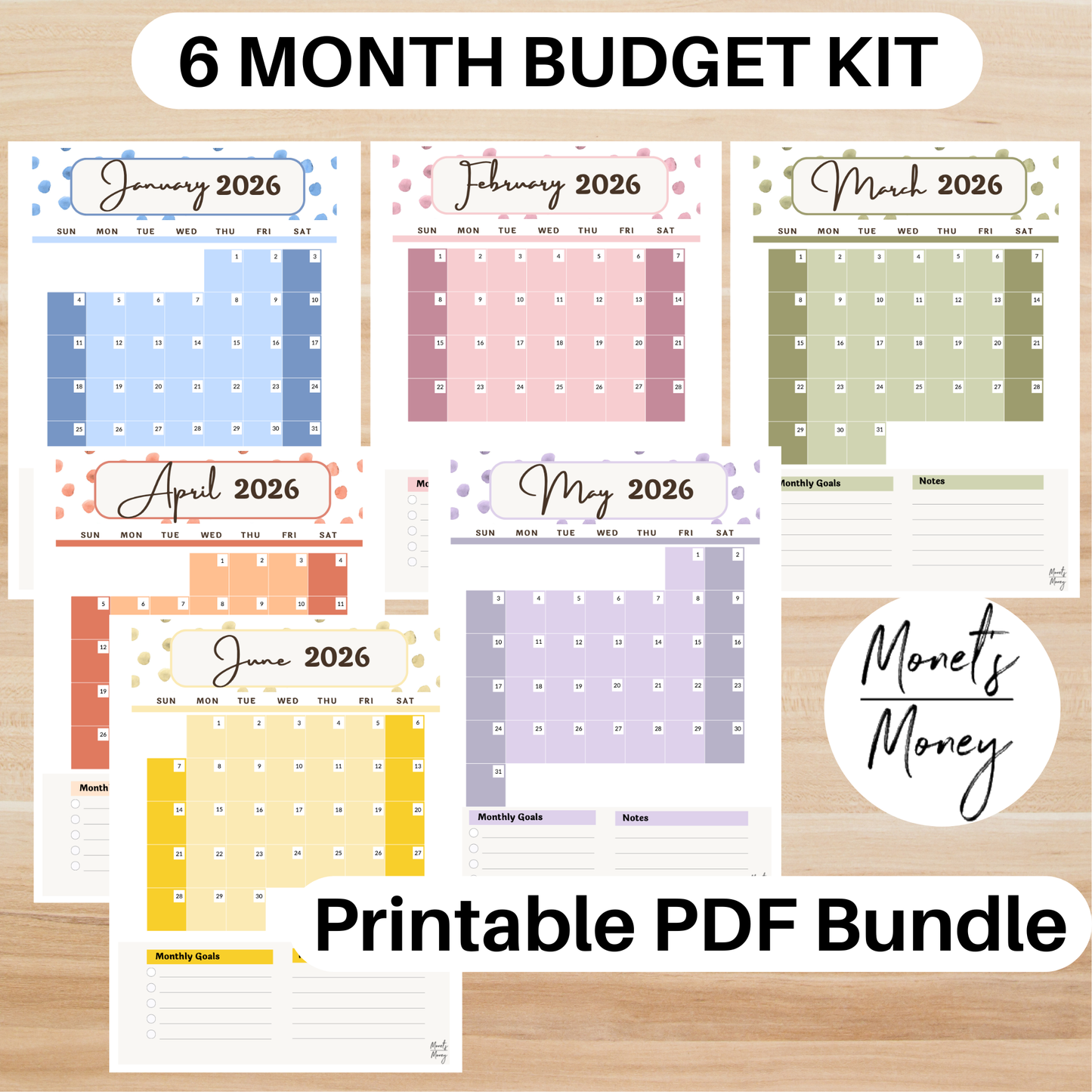 6 Month 2026 January-June Budget Planner Kit | Budget Planner Printable
