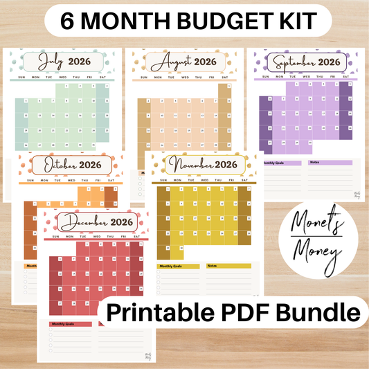 6 Month 2026 July-December Budget Planner Kit | Budget Planner Printable