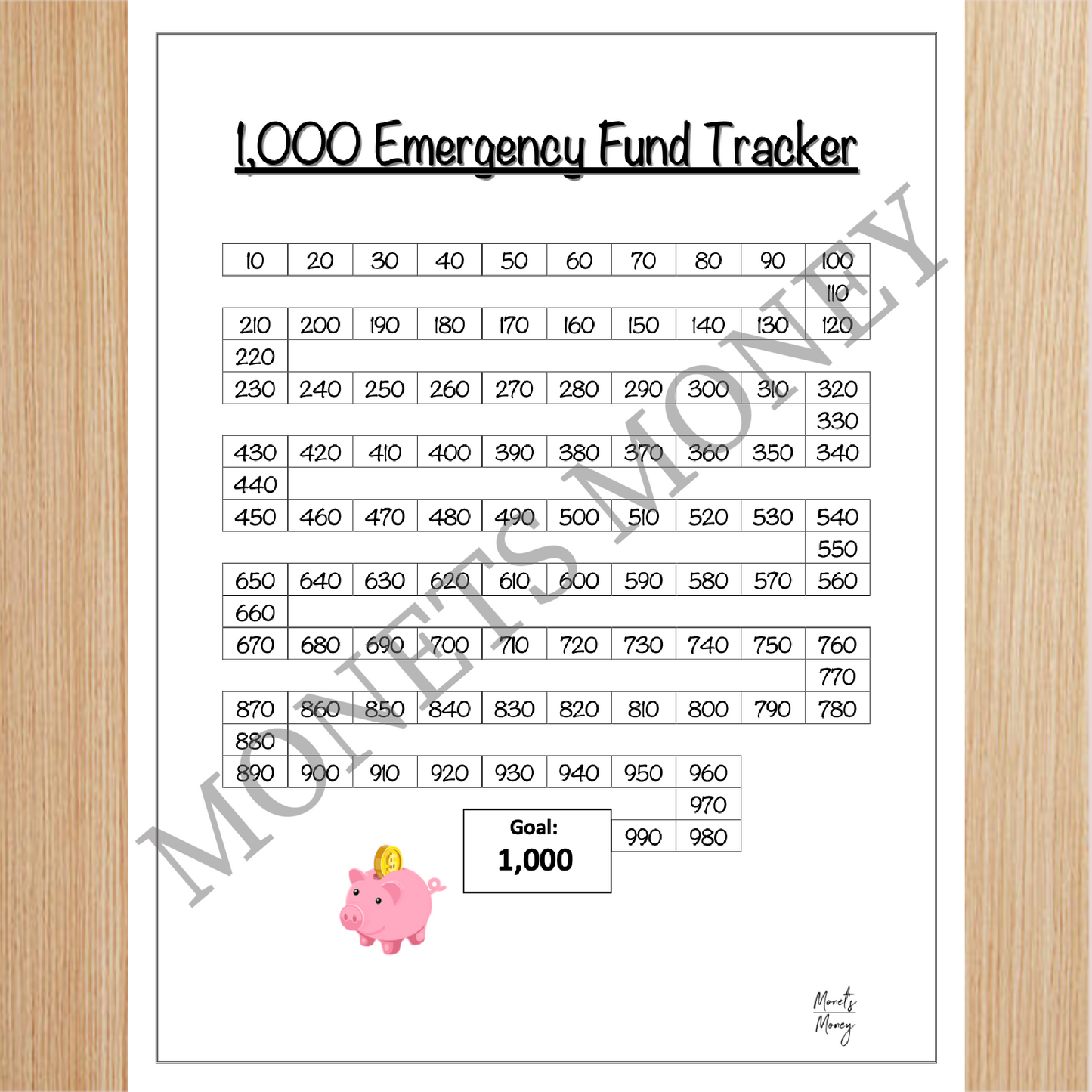 Emergency Fund Tracker | 1000 Dollar Emergency Tracker