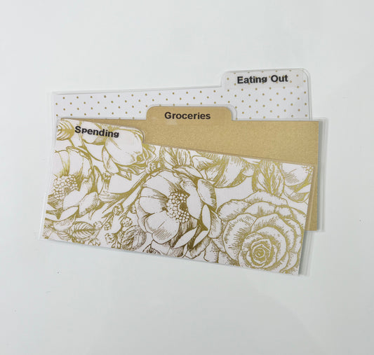 Laminated Cash Divider | Set of 3 | White & Gold