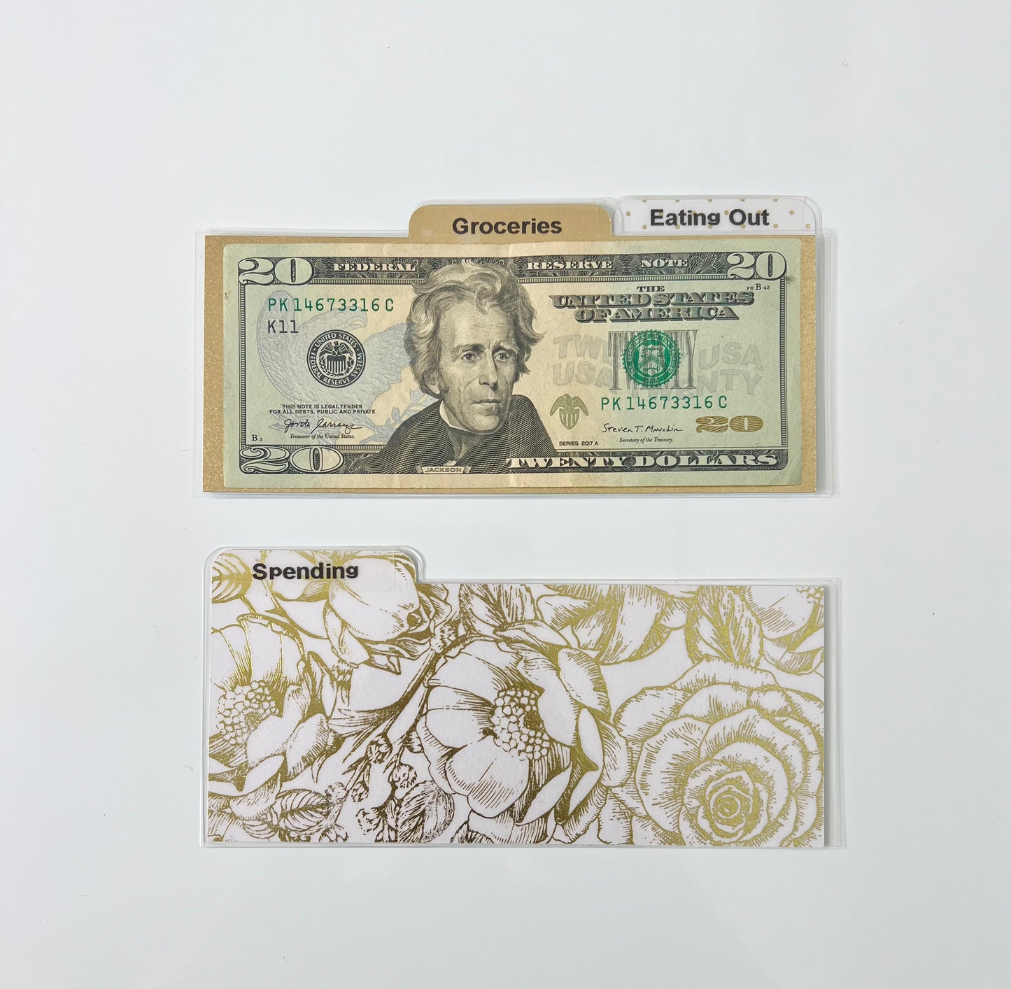 Laminated Cash Divider | Set of 3 | White & Gold