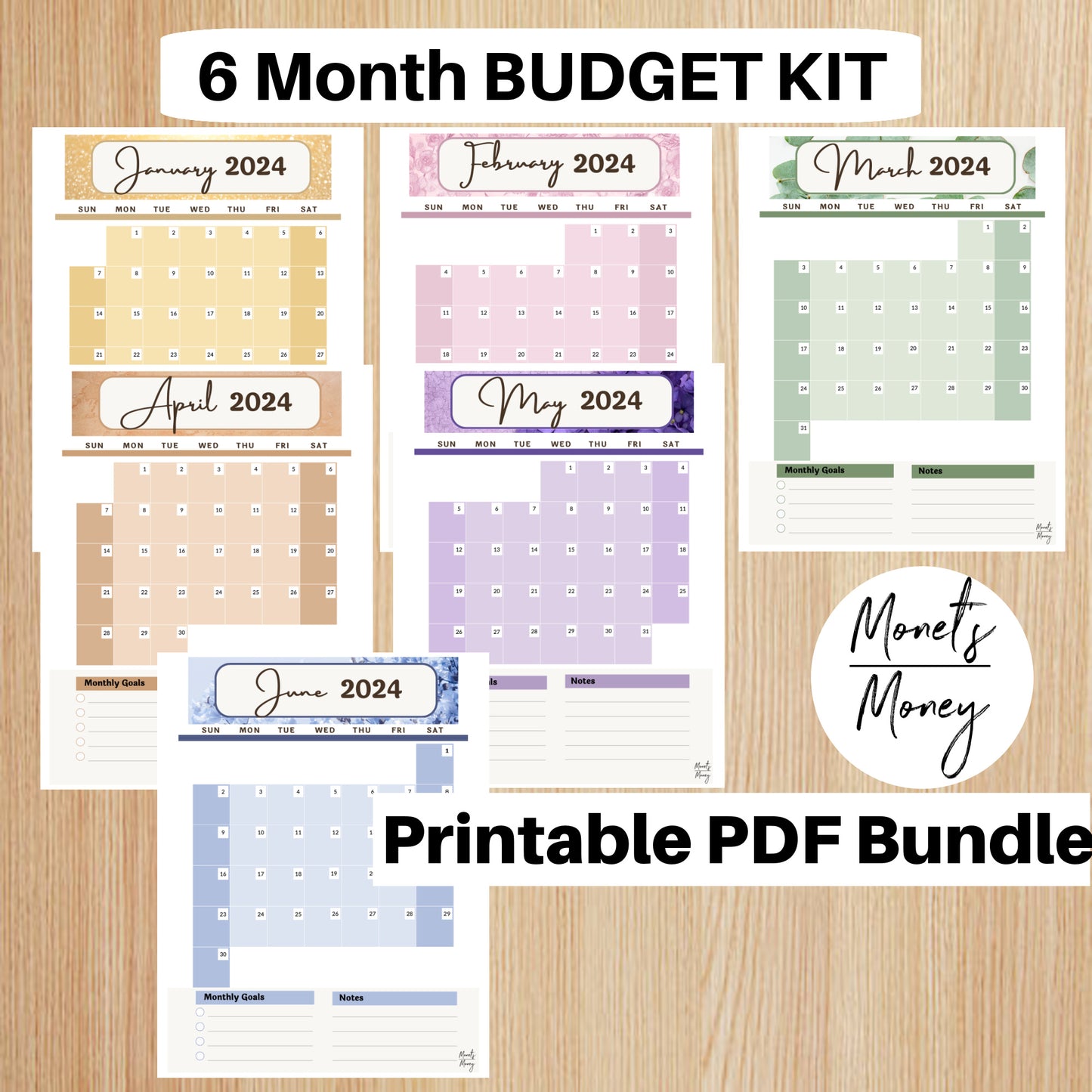 6 Month January-June 2024 Budget Planner Kit | Budget Planner Printable