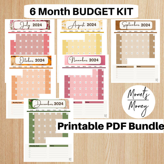 6 Month July-December 2024 Budget Planner Kit | Budget Planner Printable