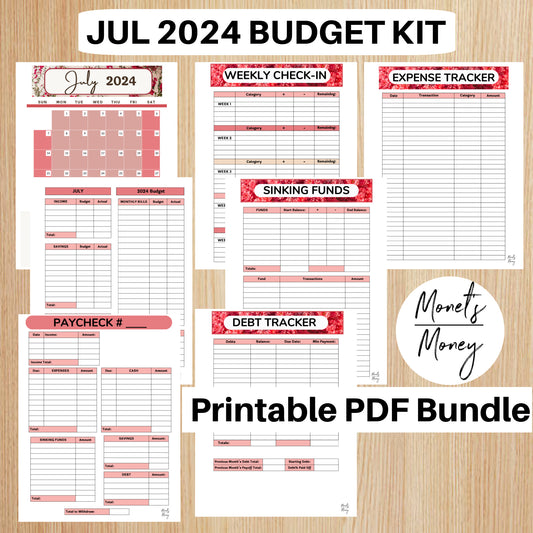 2024 July Budget Planner Kit | Budget Planner Printable