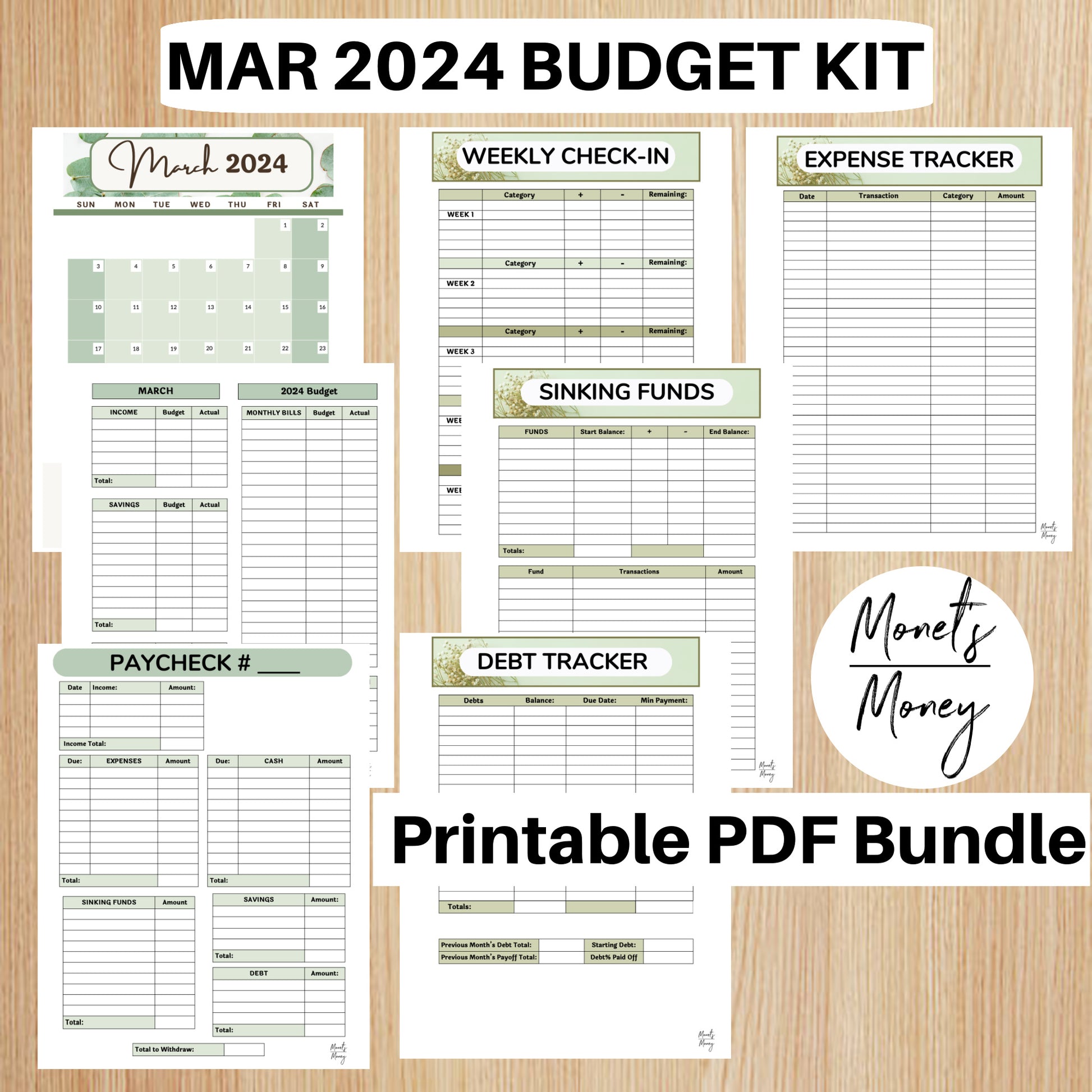 12 Month January-December 2024 Budget Planner Kit