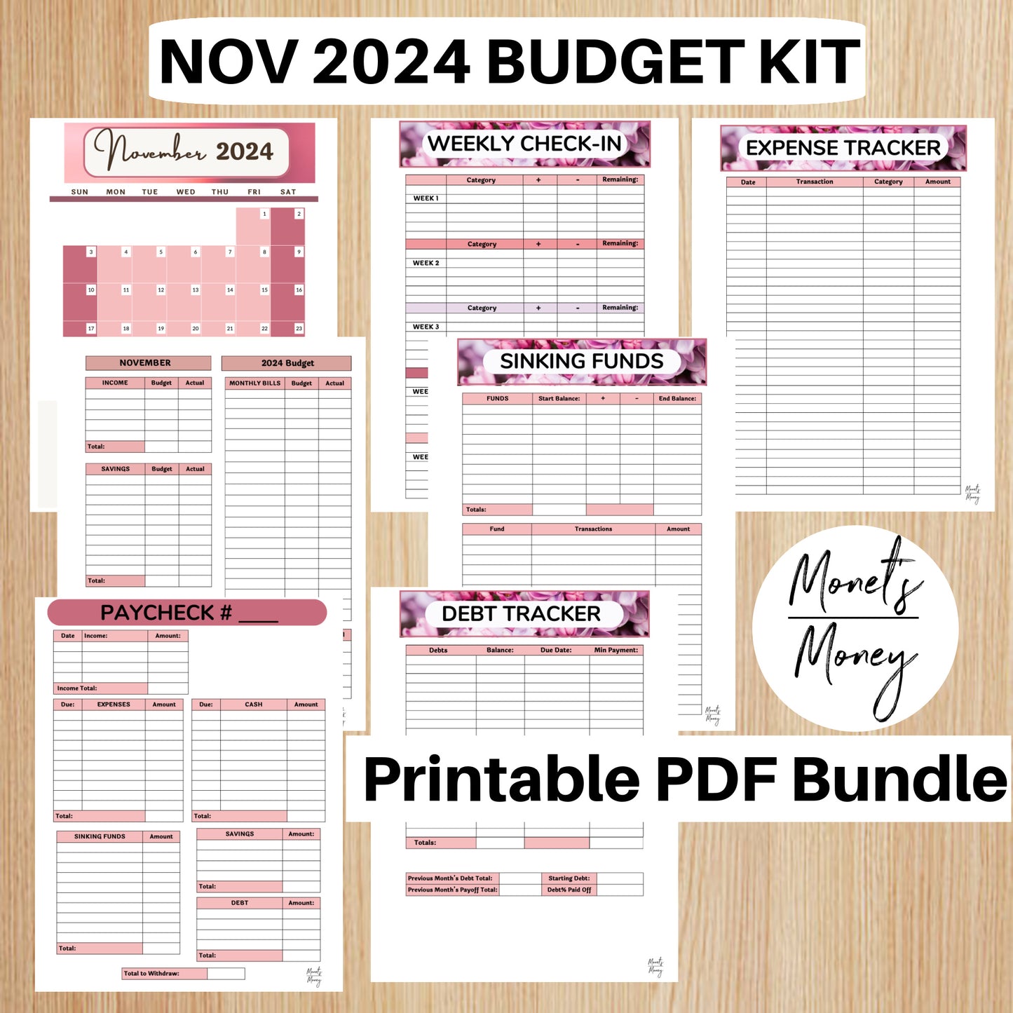 12 Month January-December 2024 Budget Planner Kit | Budget Planner Printable