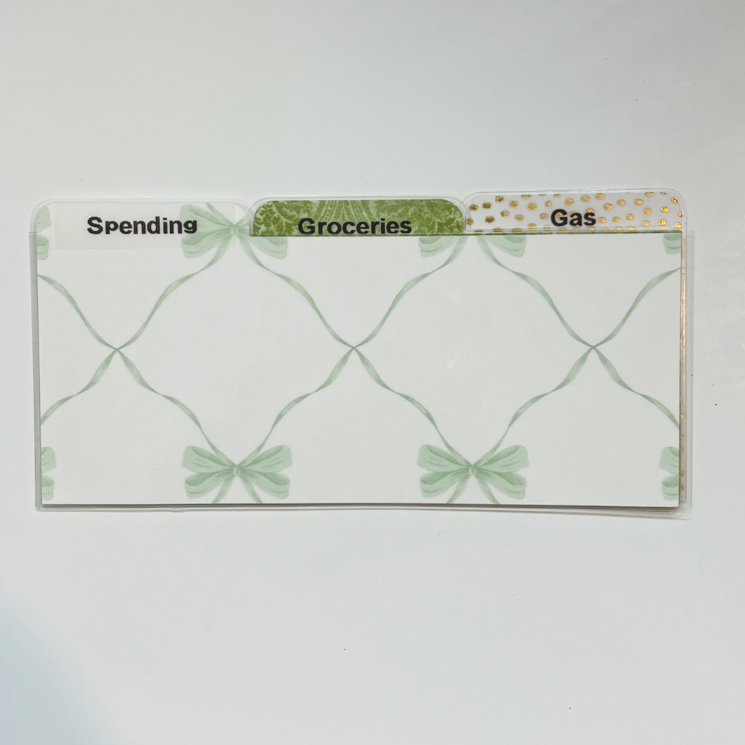 Laminated Cash Divider | Set of 3 | Green Ribbon