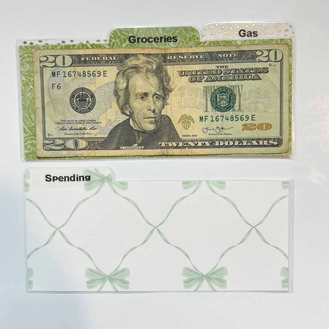 Laminated Cash Divider | Set of 3 | Green Ribbon