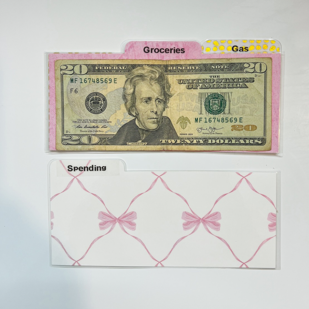 Laminated Cash Divider | Set of 3 | Pink Ribbon