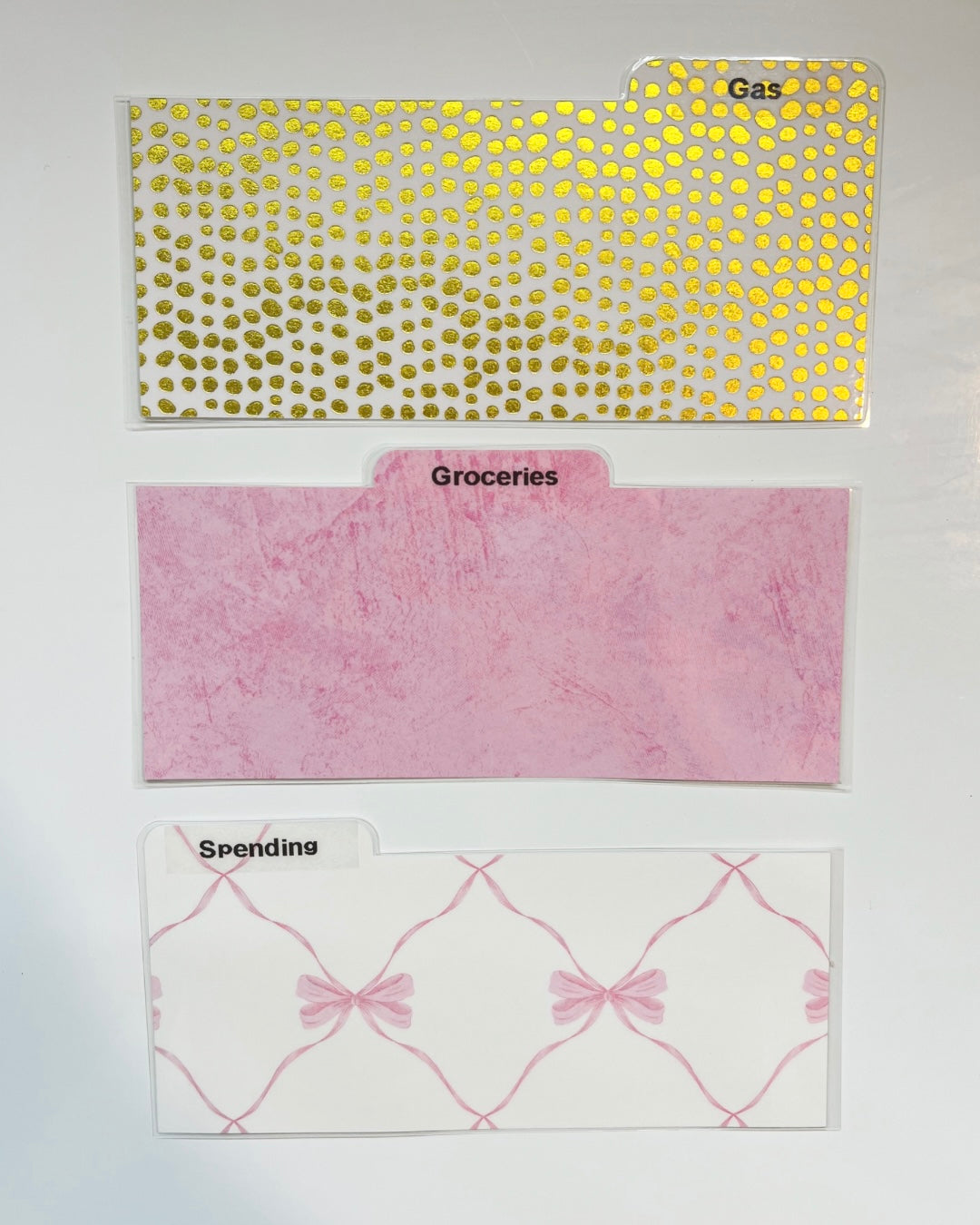 Laminated Cash Divider | Set of 3 | Pink Ribbon