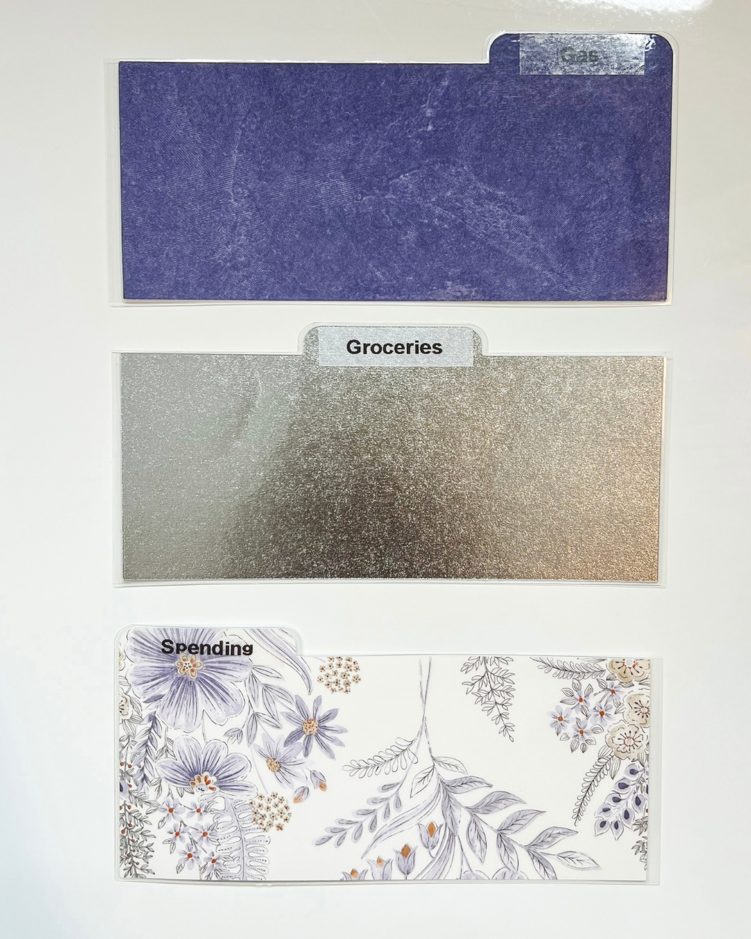 Laminated Cash Divider | Set of 3 | Purple & Silver