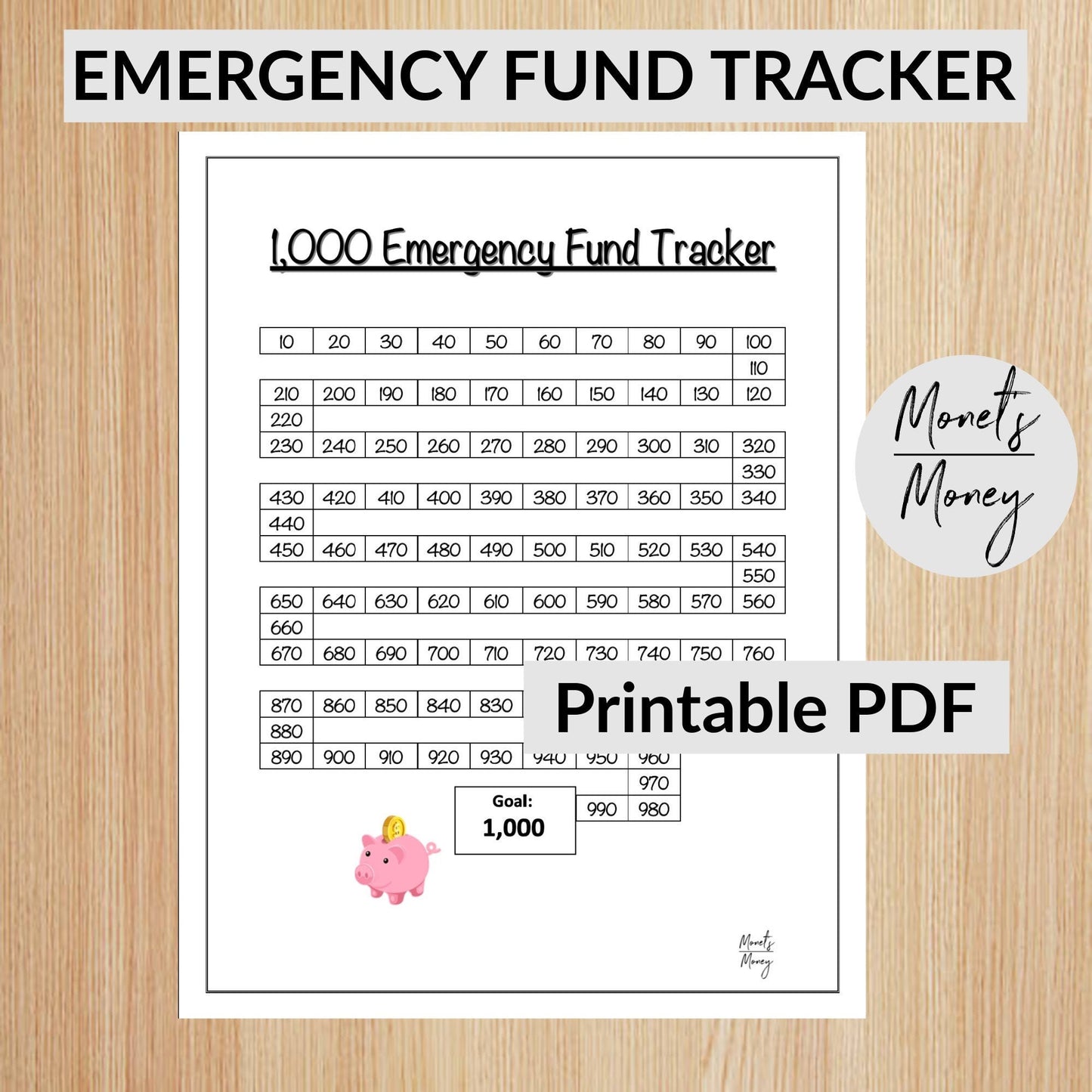 Emergency Fund Tracker | 1000 Dollar Emergency Tracker