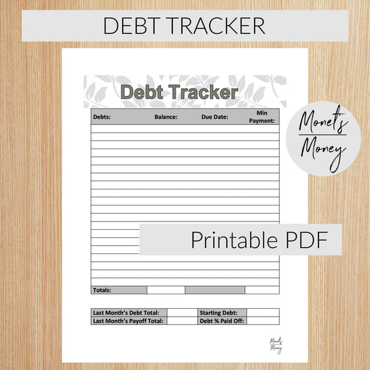 Debt Tracker Printable | Debt Snowball